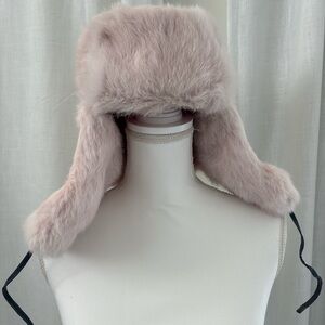 Light Pink Real Fur flap Hat